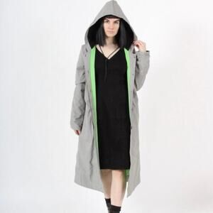Prairie Underground Organic Cotton Hooded Pocket Trench Mini Gingham Plaid EUC S